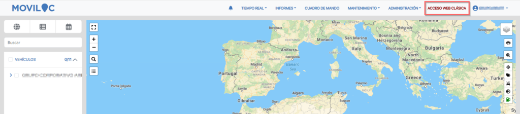 acceso web antigua 1 | Sistemas de gestión de flotas por GPS Moviloc