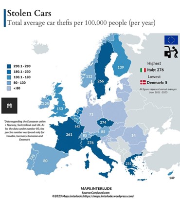 mapa europeo robos de coches